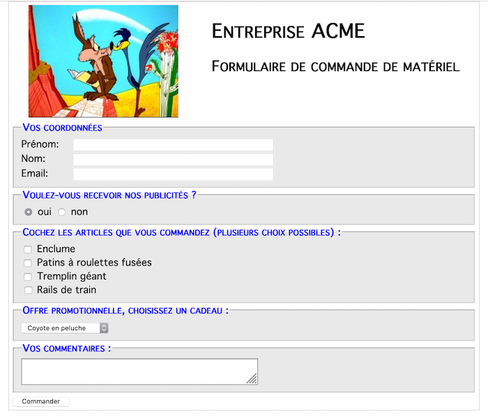 formulaire entreprise ACME